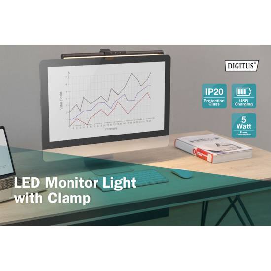 Lampa LED do monitora zaciskowa USB Digitus DA-90415